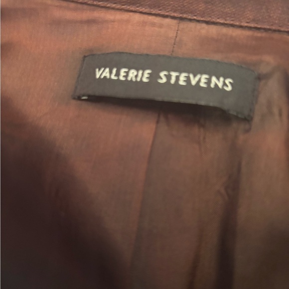 VALERIE STEVENS 100 % Linen Belted Dark Brown Utility Safari Style Jacket Sz 16 - Picture 4 of 6